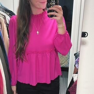 Hot pink peplum long sleeve
